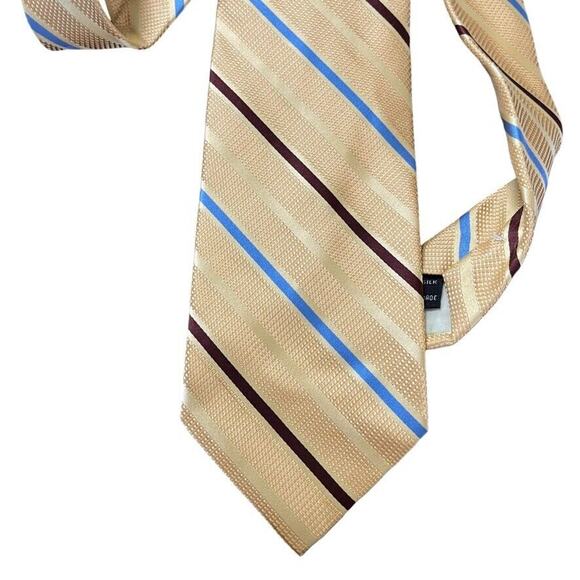 Jos A Bank Mens 100% Silk Yellow Blue Striped Hand Made Neck Tie 58" x 3.75" - Picture 7 of 16